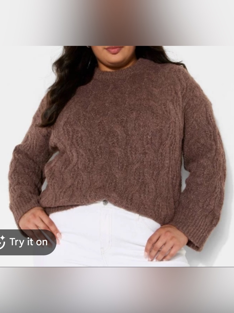 NWOT wild fable Chunky Cable Crewneck Sweater - Brown